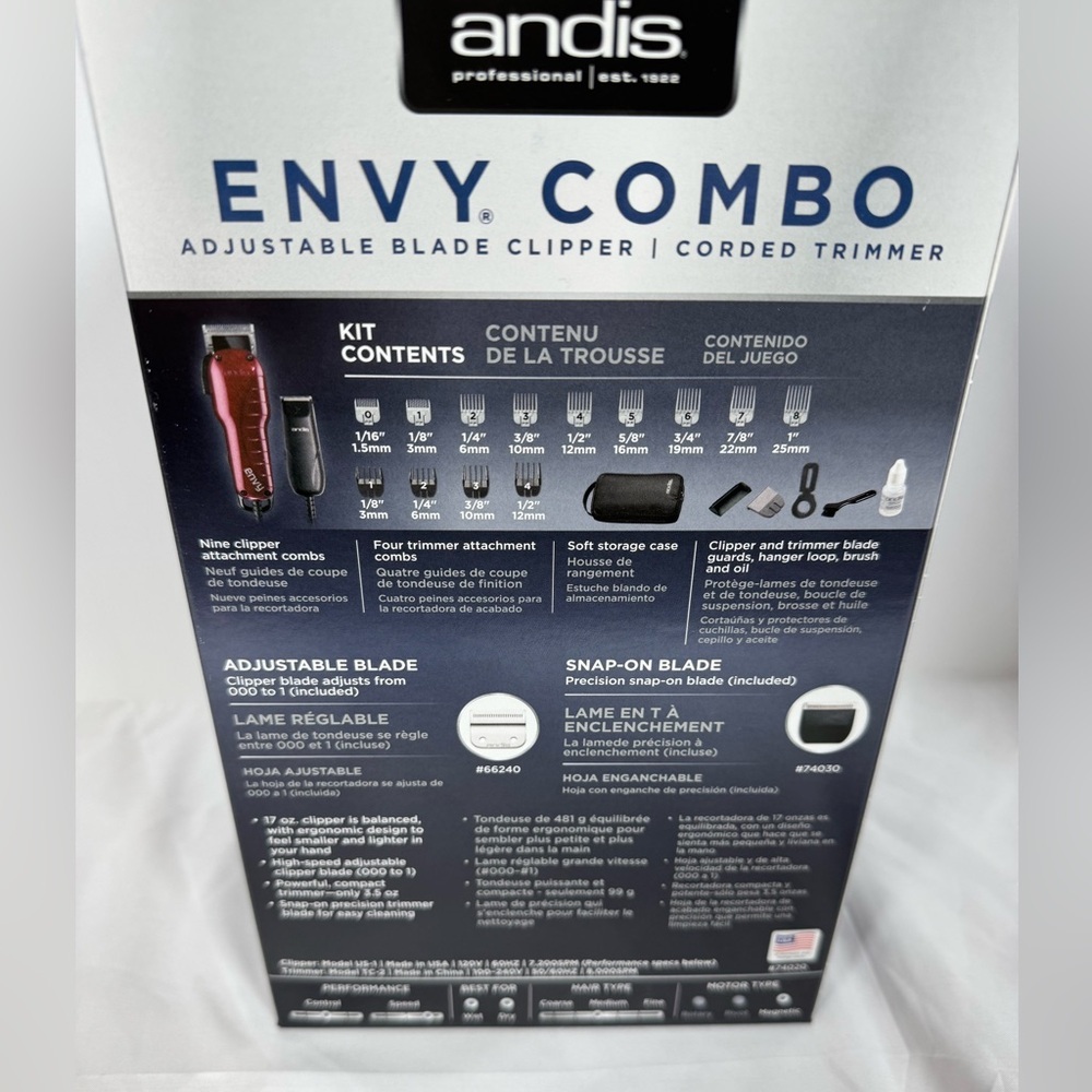 Andis Envy Combo Clipper Set - Red and Black - Picture 3 of 7
